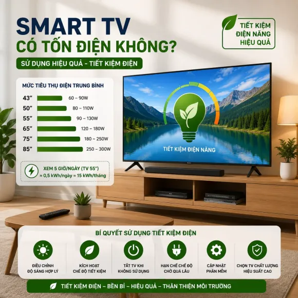 Smart TV Có Tốn Điện Không? Bí Quyết Sử Dụng Hiệu Quả Và Tiết Kiệm Điện