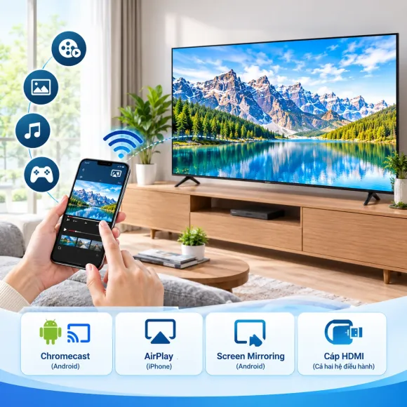 Hướng Dẫn Kết Nối Điện Thoại Với Smart TV Để Xem Phim Và Chia Sẻ Hình Ảnh
