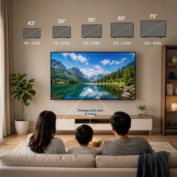 Cách Chọn Kích Thước TV Phù Hợp Với Không Gian Phòng Khách Và Khoảng Cách Xem