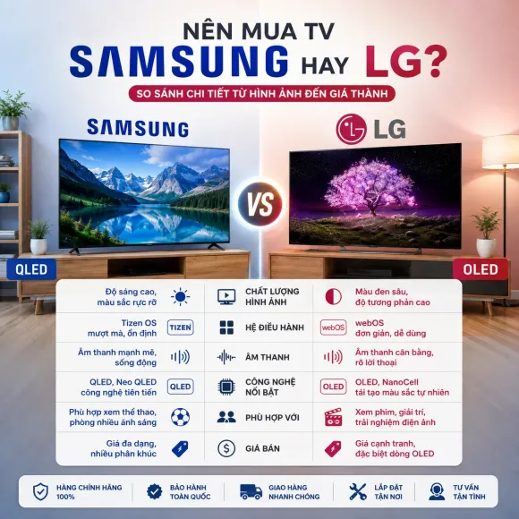 Nên Mua TV Samsung Hay LG? So Sánh Chi Tiết Từ Hình Ảnh Đến Giá Thành