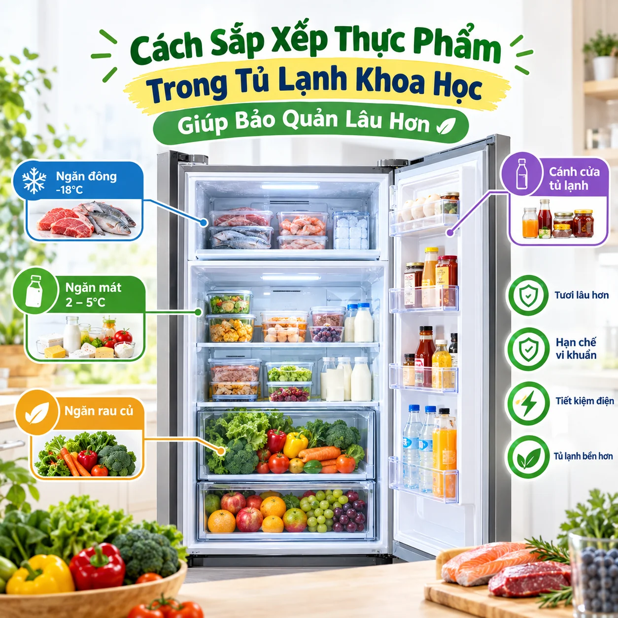 C&aacute;ch Sắp Xếp Thực Phẩm Trong Tủ Lạnh Khoa Học Gi&uacute;p Bảo Quản L&acirc;u Hơn