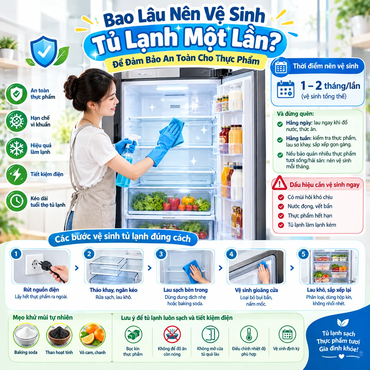 Bao L&acirc;u N&ecirc;n Vệ Sinh Tủ Lạnh Một Lần Để Đảm Bảo An To&agrave;n Cho Thực Phẩm?